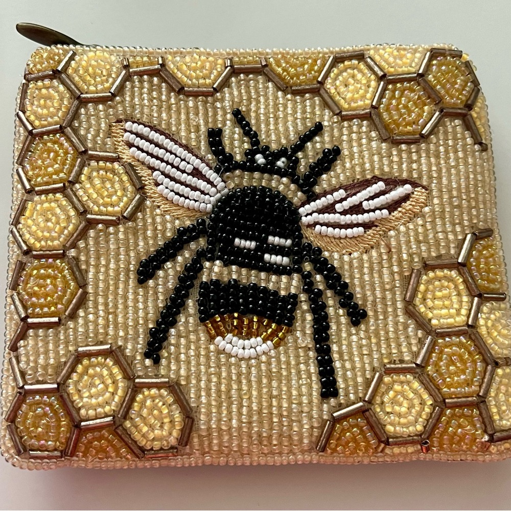Bee and Honeycomb Beaded Clutch